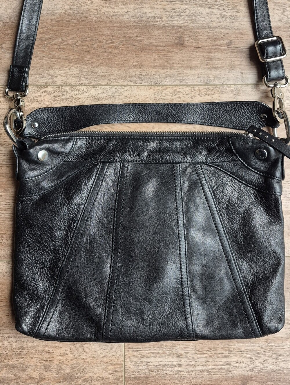 Vintage Hobo International Est 1991 Black Slouchy Leather Crossbody Shoulder Bag